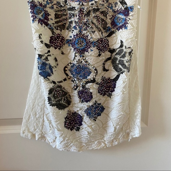 Zarga white glittery pattern dress with lace back - Picture 3 of 8